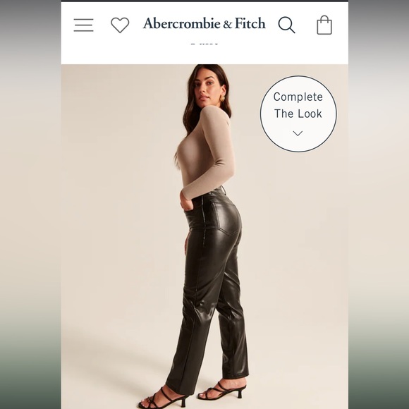 NEVER WORN ABERCROMBIE CURVE LOVE VEGAN LEATHER 90s RELAXED PANT - XTRA SHORT - Picture 2 of 4